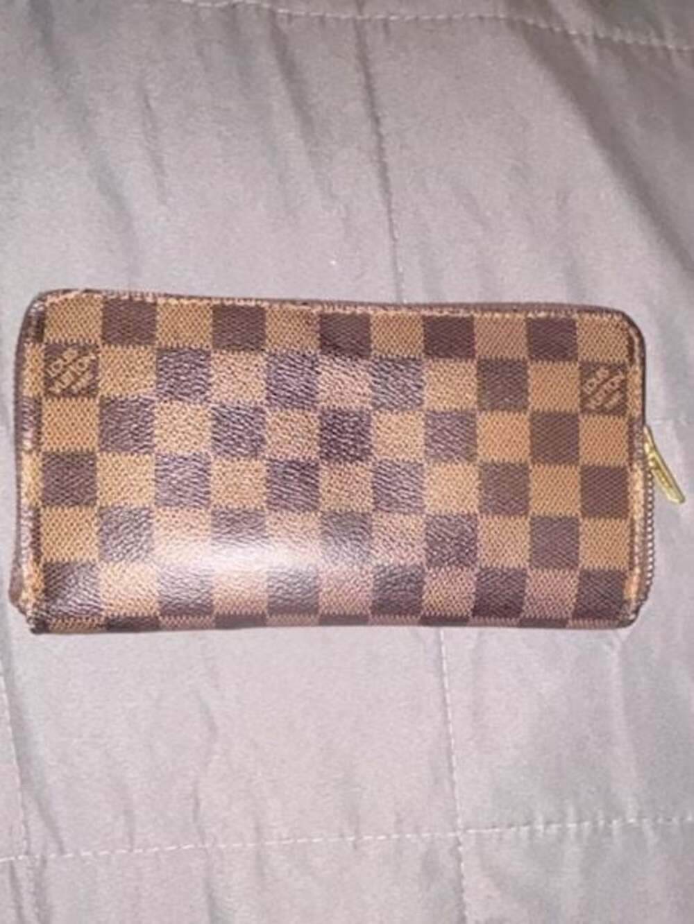 Louis Vuitton Damier Ebene Zippy Wallet Brown Checkered Zip Around Purse